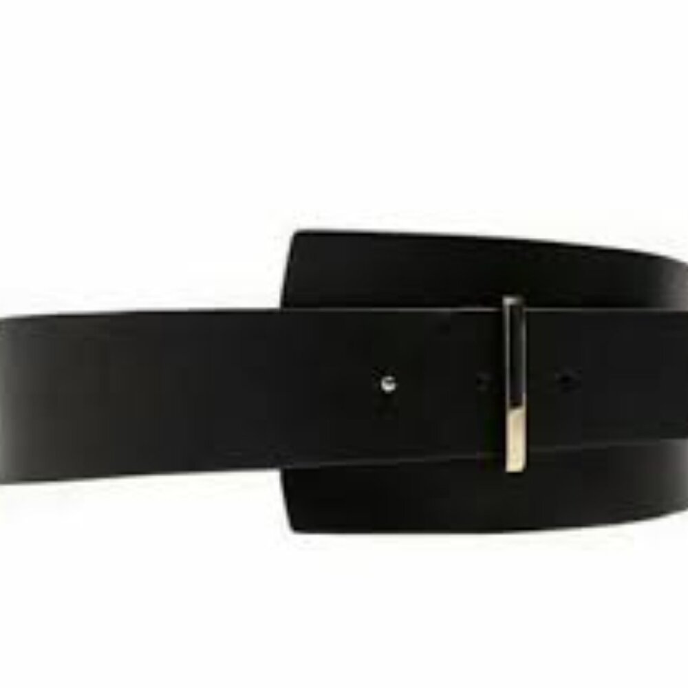 Zara Extra Wide Black Belt with Gold Accent